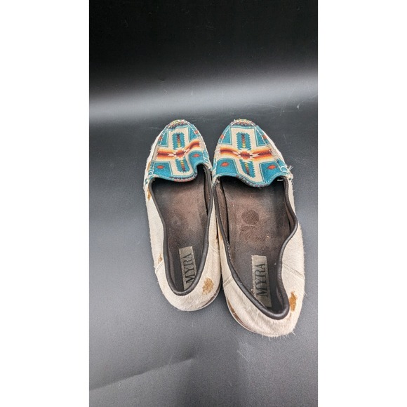 Myra Bag: S-4903 Angst Sneakers Slip On Shoe Loafers Aztec Cow Print Size 10